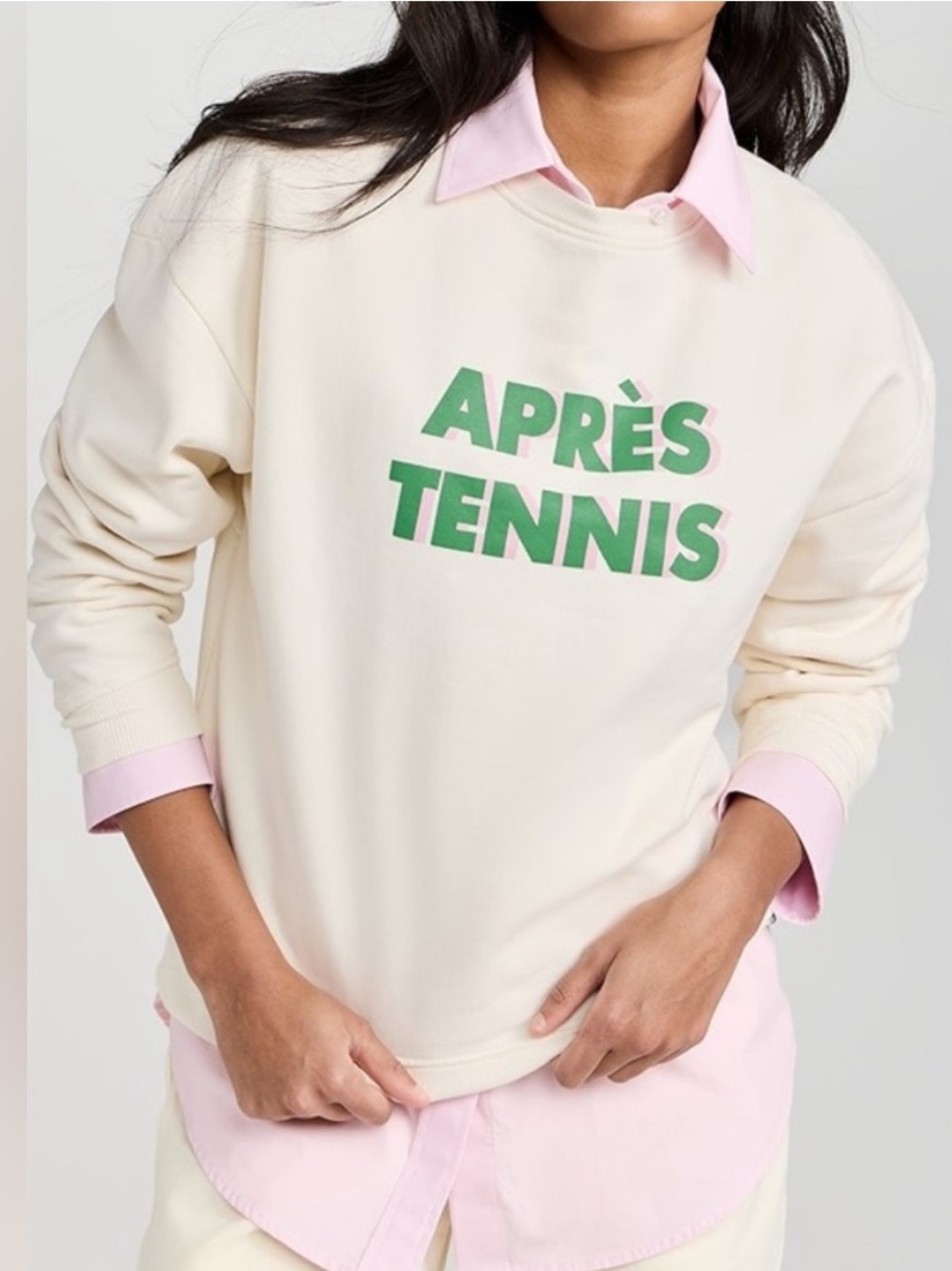 KULE The Oversized Apres Tennis Sweatshirt Cream Medium